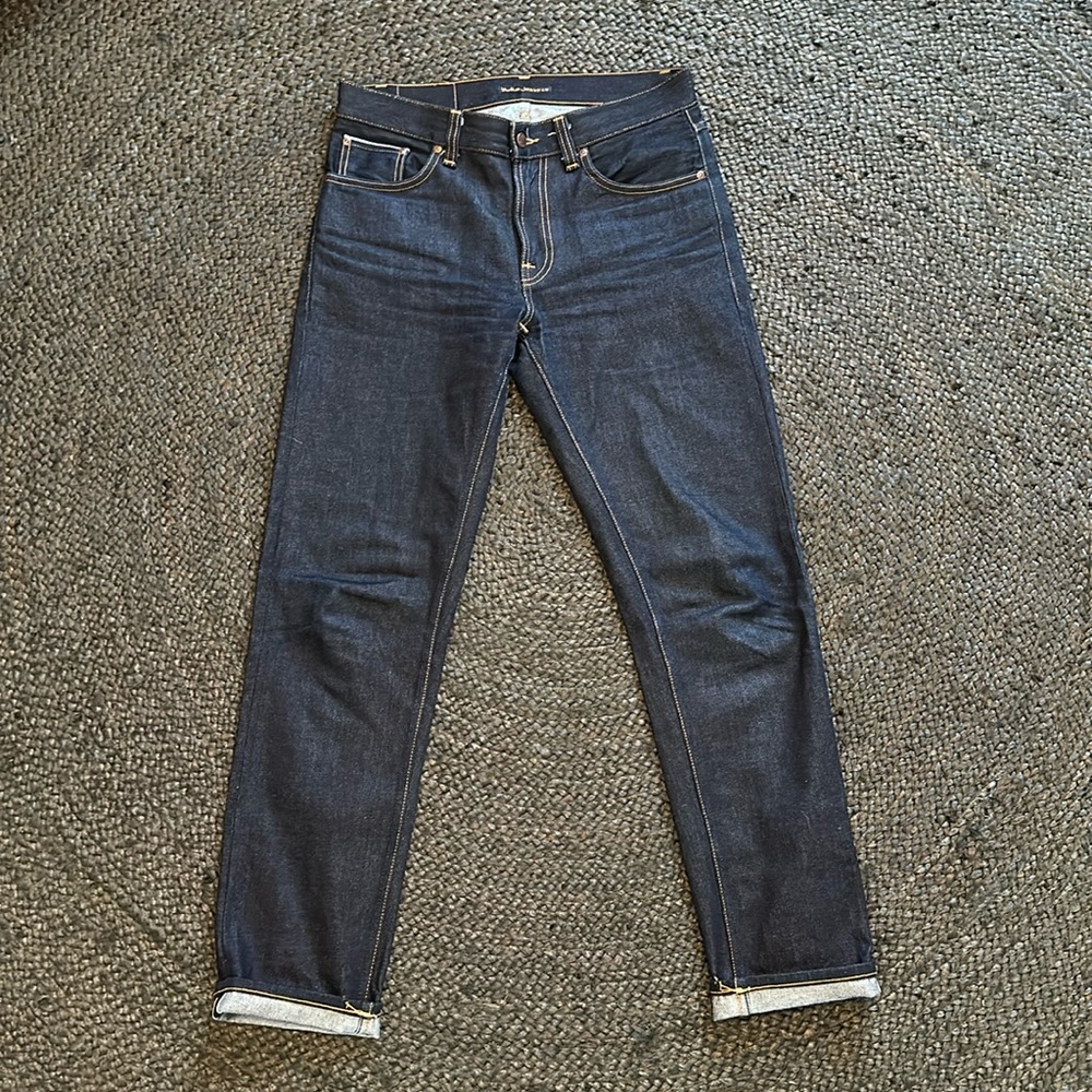 Nudie Jeans Gritty Jackson Dry Maze Selvage 31x34 unwashed raw denim